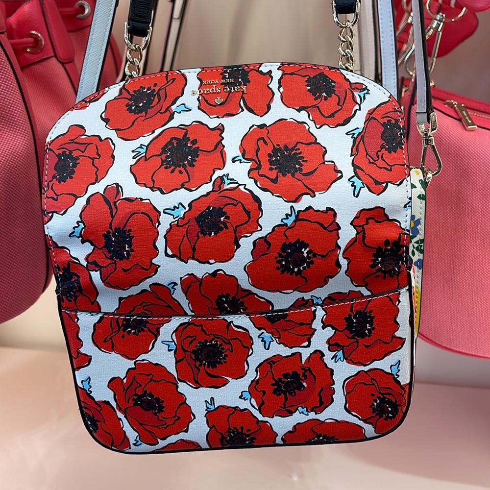 Kate Spade Kristi Poppy Printed Flap Crossbody 
Cream Multi NWT - Picture 10 of 16